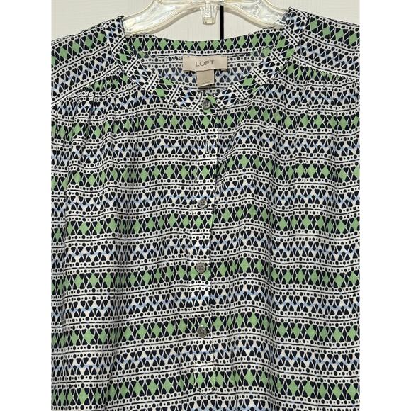 NWT Ann Taylor LOFT Patterned Long Sleeve Blouse, Size L - Picture 3 of 7